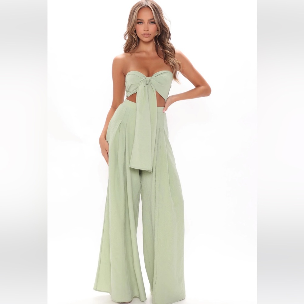Fashion nova kynlee pant set sage green small